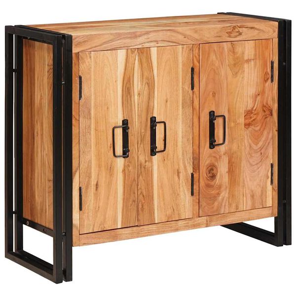 vidaXL Sivupöytä ovilla Ruskea Tiivis Akaasiapuu ja Metalli