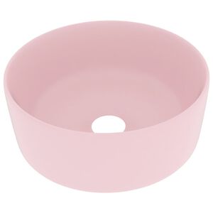 vidaXL Ylellinen pesuallas py&ouml;re&auml; matta pinkki 40x15 cm keraamiikka