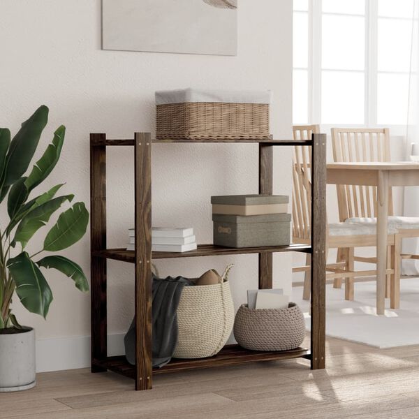 vidaXL 3-tasoinen Varastohylly musta 80x38x90 cm täysi mänty