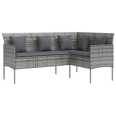 vidaXL 5-osainen L-muotoinen sohvasarja tyynyillä polyrottinki harmaa