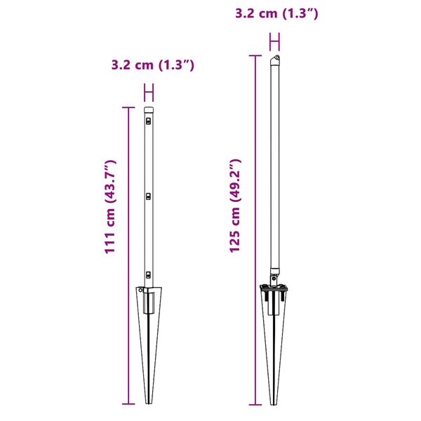 vidaXL Aitalatu Muut 26 pcs Harmaa 3,2 x 3,2 x 80 cm Teräs