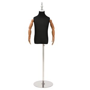 vidaXL S&auml;&auml;dett&auml;v&auml; 120-150 cm mannekiini jalustalla Unisex PP Musta