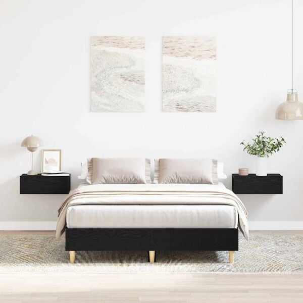 vidaXL S&auml;ngyn runko Musta tammi. 193 x 138 x 25 cm Tekninen puu