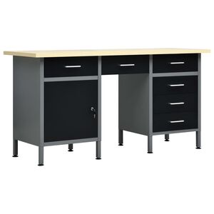 vidaXL Ty&ouml;taso musta 160x60x85 cm ter&auml;s