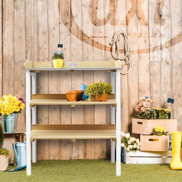 AXI Istutusp&ouml;yt&auml; 2 s&auml;ilytyshyllyll&auml; ruskeavalkoinen