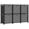 vidaXL 6 kuution esittelyhylly + laatikot musta 103x30x72,5 cm kangas