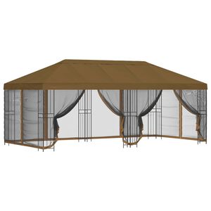 vidaXL Paviljonki sivuseinill&auml; 6 x 3 m Taupe Polyesteri ja ter&auml;s 190