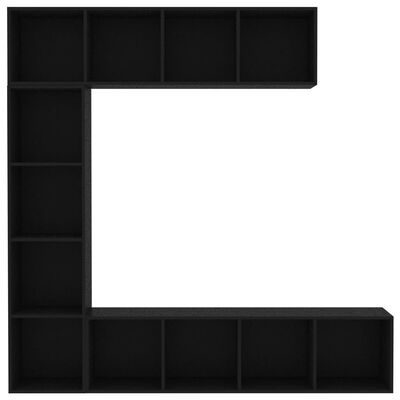 vidaXL 3-osainen kirjahylly/TV-kaappisarja musta 180x30x180 cm