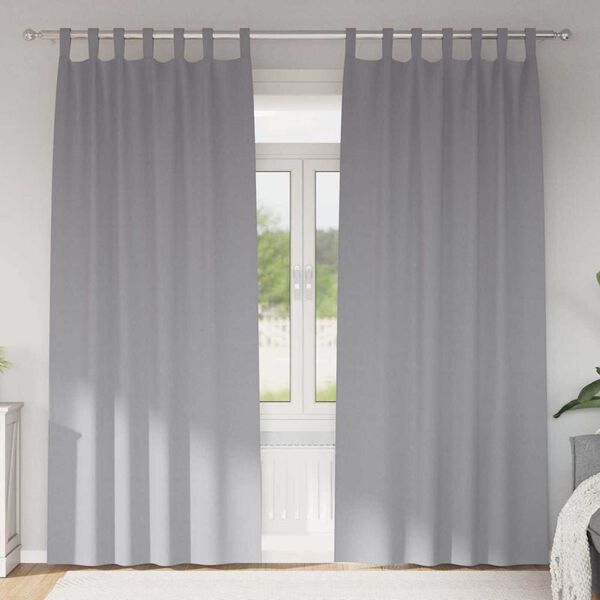 vidaXL Piment&auml;v&auml; verho renkailla 2 pcs Vaaleanharmaa 225 x 140 cm