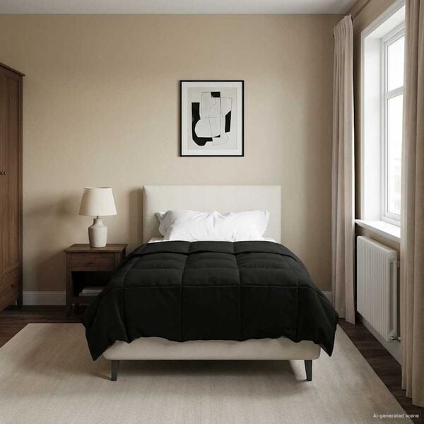 vidaXL Talvityyny Quiltottu Musta 140 x 220 cm Mikrokuitu