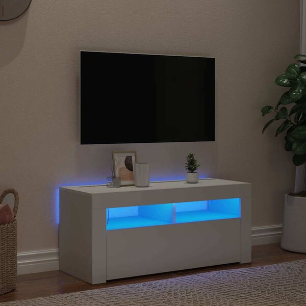 vidaXL TV-taso LED-valoilla valkoinen 90x35x40 cm