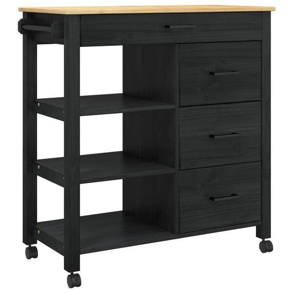 vidaXL Keittiövaunu Musta
