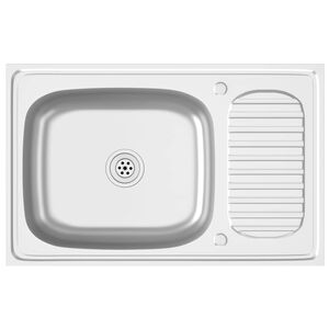 vidaXL Tiskiallas viemärisarjalla hopea 800x500x155 mm ruostum. teräs