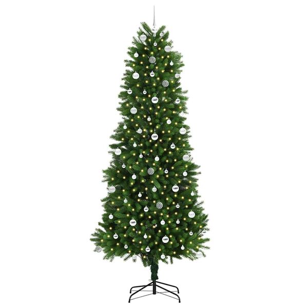 vidaXL Joulukuusi 300 LED-valoilla jalustalla Vihre&auml; 240 cm PE
