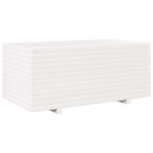 vidaXL Puutarhakukkalaatikko valkoinen 110x60x49,5 cm t&auml;ysi m&auml;nty