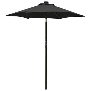 vidaXL Puutarha-aurinkovarjo LED-valot musta 200x211 cm alumiini