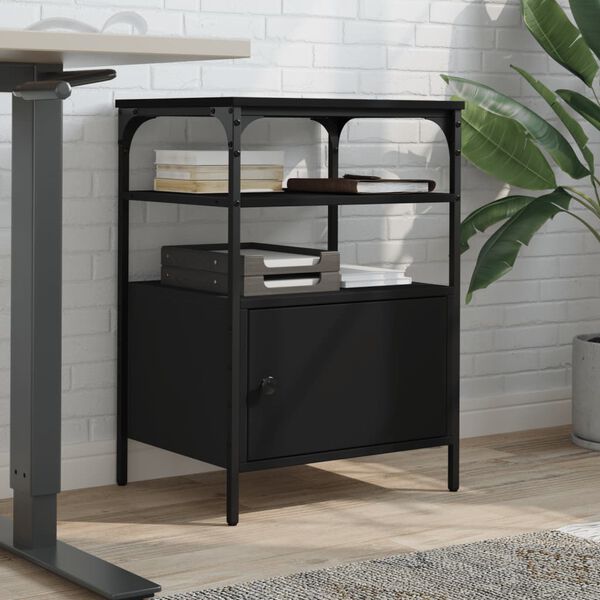 vidaXL Tulostinteline 3 tasoa musta 50x40x76 cm tekninen puu