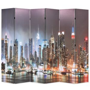 vidaXL Taitettava tilanjakaja 228x170 cm New Yorkin y&ouml;maisema