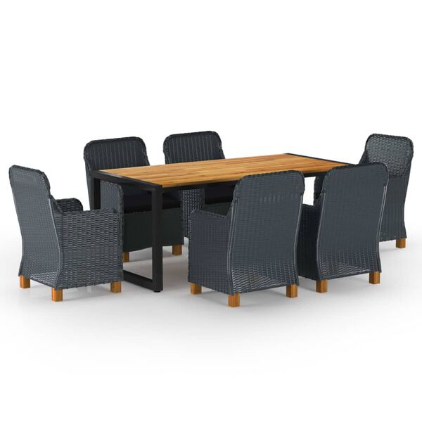 vidaXL 7-osainen Ulkoruokailuryhm&auml; tummanharmaa