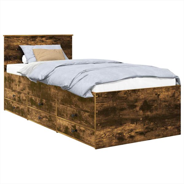 vidaXL P&auml;iv&auml;vuode Savustettu tammi ja musta 100 x 200 cm Tekninen puu