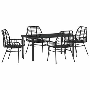 vidaXL Piharuokailu setti 5 pcs Musta polyrottinki