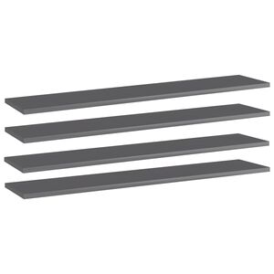 vidaXL Kirjahyllytasot 4kpl korkeakiilto harmaa 100x20x1,5cm lastulevy