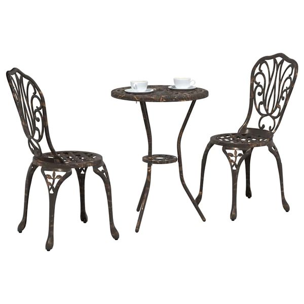 vidaXL Puutarhan Bistro Set 3 pcs pronssi Alumiini