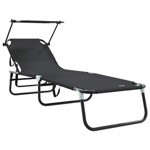 vidaXL Taittuva aurinkotuoli Musta 190 x 57 x 81 cm oxford