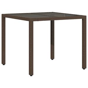 vidaXL Puutarhap&ouml;yt&auml; lasilevyll&auml; ruskea 90x90x75 cm polyrottinki