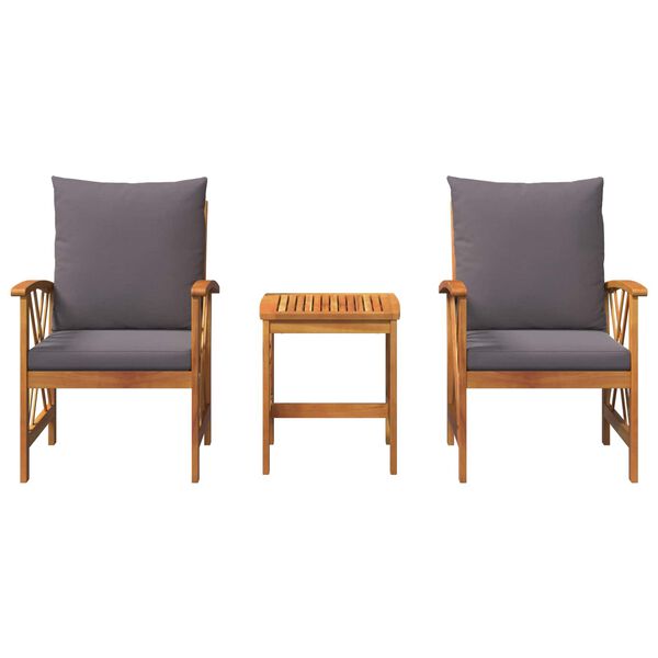 vidaXL Puutarhasohva Setti 3 pcs Öljyinen luonnollinen Tiheä akasiapuu