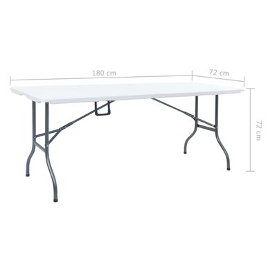 vidaXL Kokoontaittuva puutarhapöytä valkoinen 180x72x72 cm HDPE