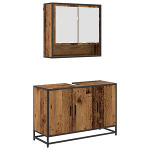 vidaXL Kylpyhuonekalustesetti hyllyll&auml; 2 pcs Vanha Puu Tekninen puu
