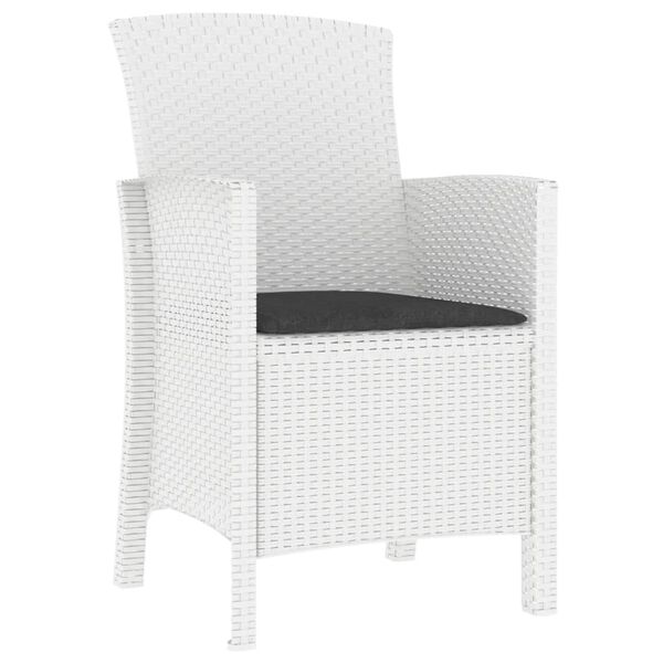vidaXL Puutarhatuoli tyynyll&auml; PP-rottinki valkoinen