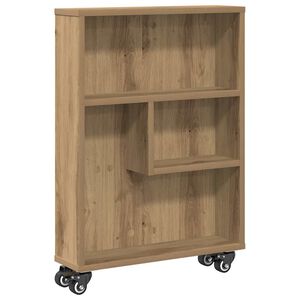 vidaXL Kapea s&auml;ilytysvaunu artesaani tammi 48x13x68 cm tekninen puu
