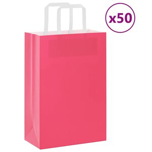 vidaXL Paperikassit 50 kpl kahvoilla pinkki 21x11x31 cm