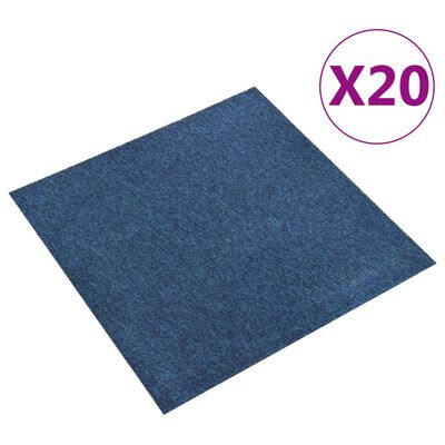 vidaXL Tekstiililaatta 20 kpl 5 m² 50x50 cm tummansininen