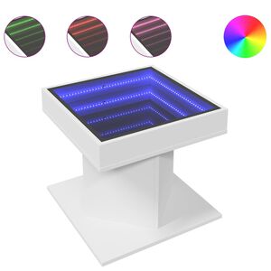 vidaXL Sohvap&ouml;yt&auml; LED-valoilla valkoinen 50x50x45 cm tekninen puu