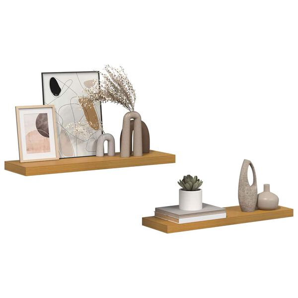 vidaXL Sein&auml;hylly 2 pcs Beige 80 x 23,5 x 4 cm Tekninen puu