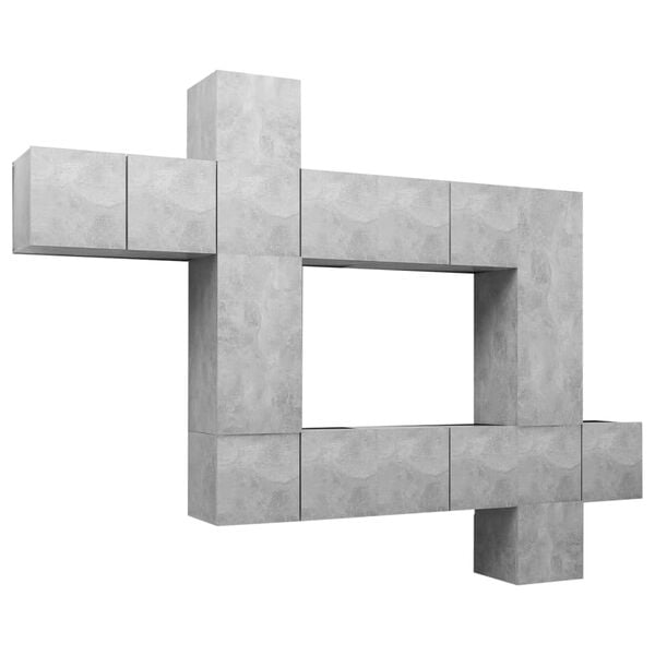 vidaXL 10-osainen TV-kaappisarja betoninharmaa tekninen puu