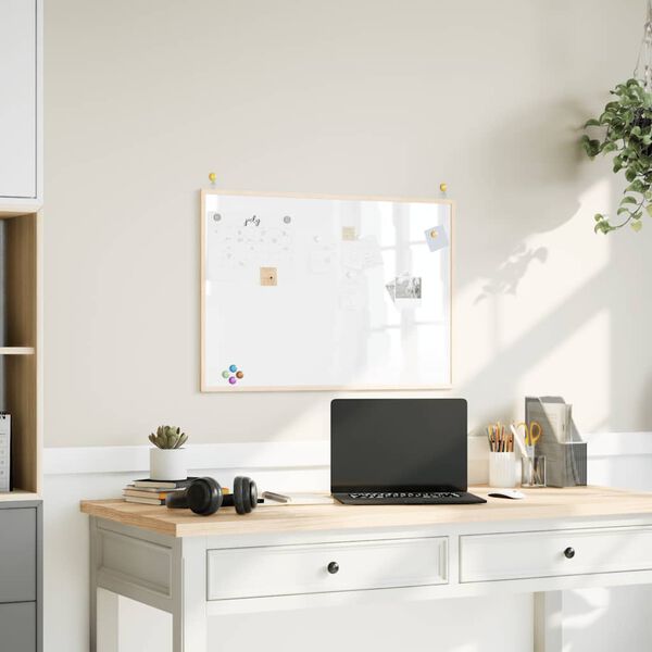vidaXL Magneettinen valkotaulu täysmäntypuisella kehyksellä 80x55 cm