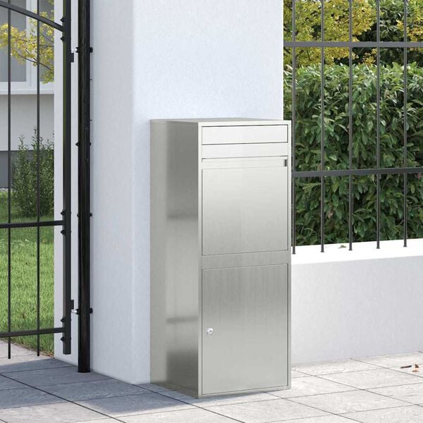 vidaXL Pakettipostilaatikko Musta 41 x 38 x 103 cm Galvanoitu ter&auml;s