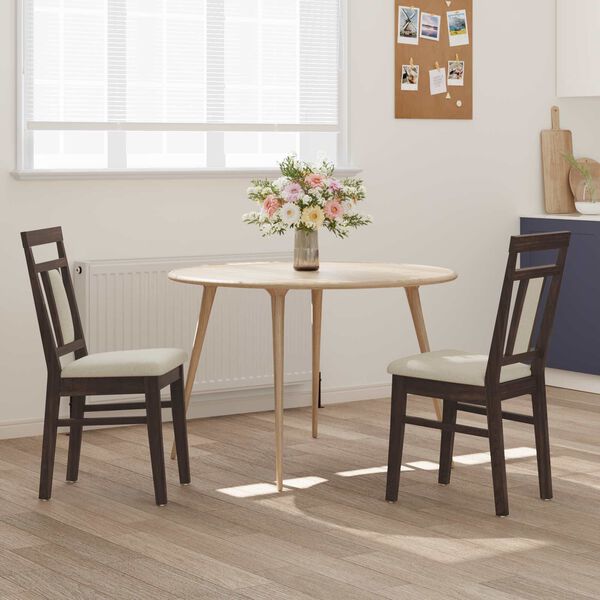 vidaXL Ruokatuoli 2 pcs Vaaleanruskea ja vaalea Kest&auml;v&auml; Kumipuinen