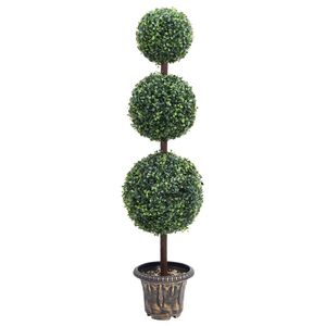 vidaXL Tekokasvi puksipuu ruukulla pallonmuotoinen vihre&auml; 118 cm