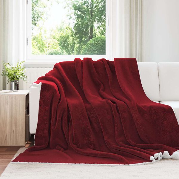 vidaXL Heittoviltti Bordeaux punainen 240 x 270 cm Fleese