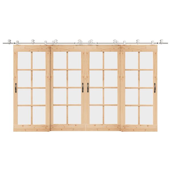 vidaXL Liukuoven asennustarvikkeet 200 cm ruostumaton teräs hopea