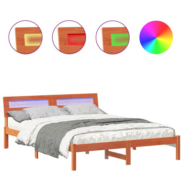 vidaXL S&auml;ngyn runko Vaha ruskea 5FT King Size Massiivinen m&auml;nty