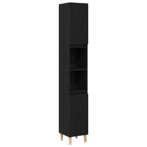 vidaXL Kylpyhuonekaappi Musta tammi. 30 x 30 x 190 cm Tekninen puu