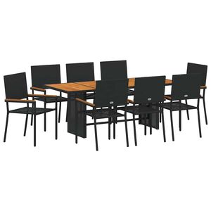 vidaXL Piharuokailu setti 9 kpl Musta polyrottinki