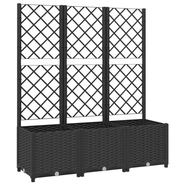 vidaXL Puutarhan istutuslaatikko s&auml;leik&ouml;ll&auml; musta 120x40x136 cm PP