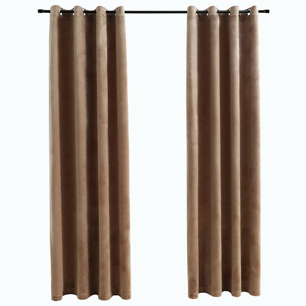 vidaXL Pimennysverhot renkailla 2 kpl sametti beige 140x245 cm